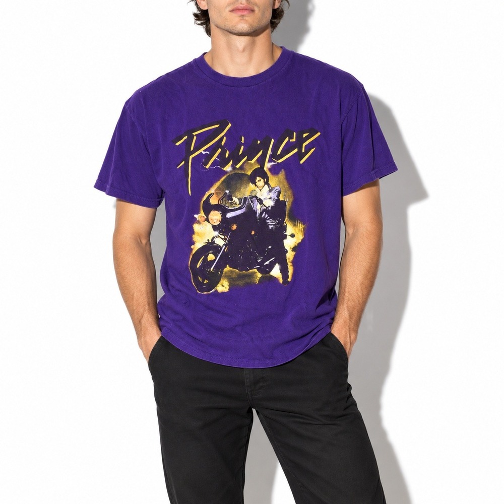 2000s Prince Purple Rain Graphic Tee Mens L Purple Cotton Band T Shirt Crew Neck